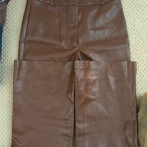 Wilfred Brown Faux Leather Trousers